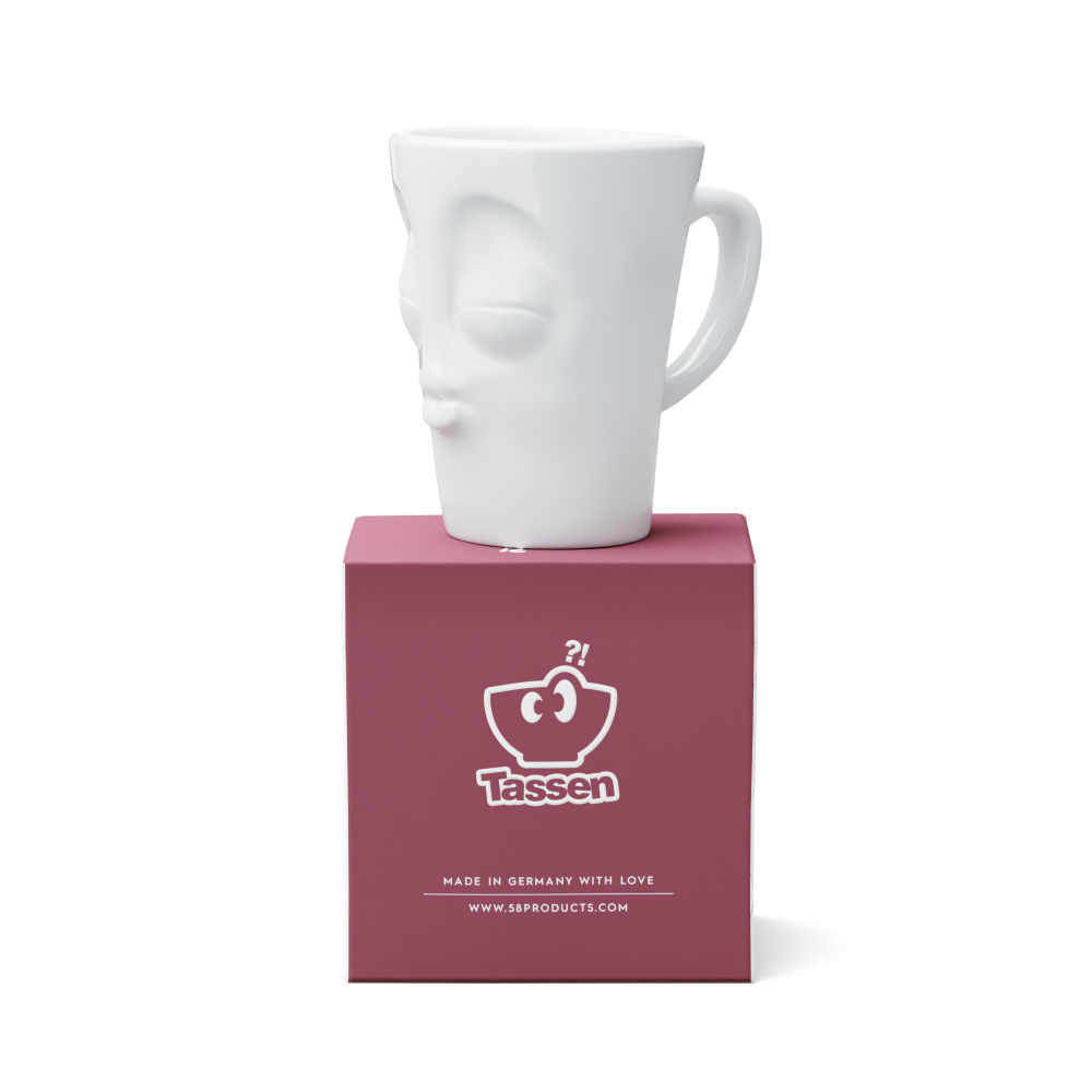 FiftyEight Henkelbecher Mug KÜSSEND weiss